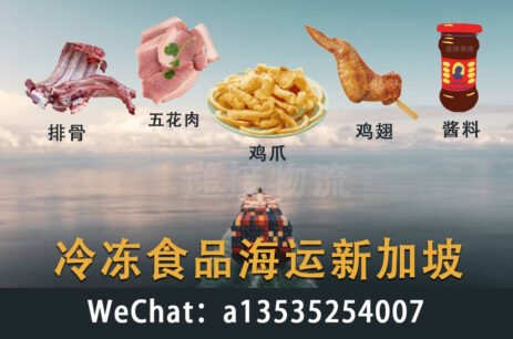 (冷冻排骨、五花肉、鸡翅鸡脚、家乡自制酱料）海运新加坡-冷链-18度